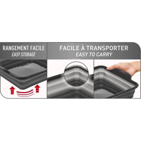 TEFAL J4170314 CRISPYBAKE Fyrkantig kakform 23x23 cm - 100 % indragbar silikon - Hög kvalitet - Motståndskraft - Grå Java Pepper