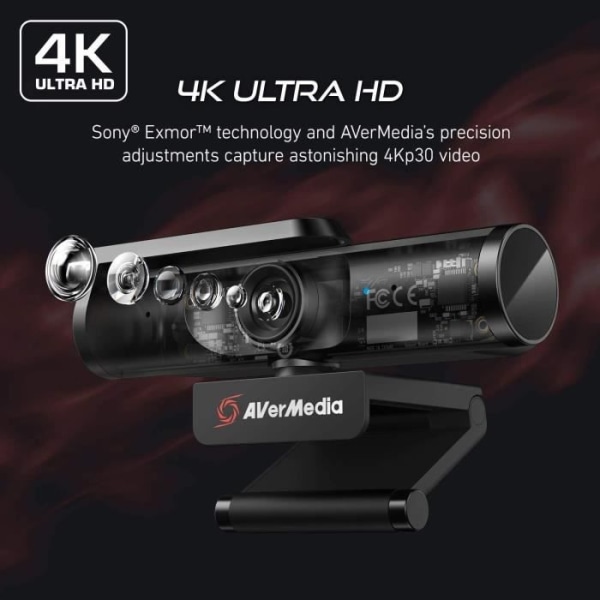 AverMedia Live Streamer CAM 513-4K Ultravidvinkelwebbkamera med artificiell intelligens - Idealisk streaming och videokonferens.