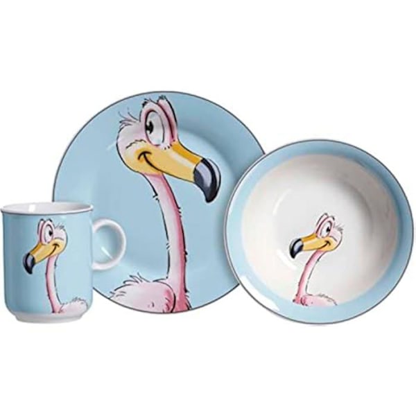 Ritzenhoff & Breker Happy Zoo Flo Barnservis 3 delar Motiv flamingo Rosa