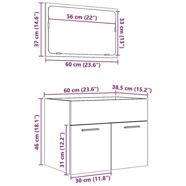 vidaXL Badmöbelset 2 delar ek sonoma 856372