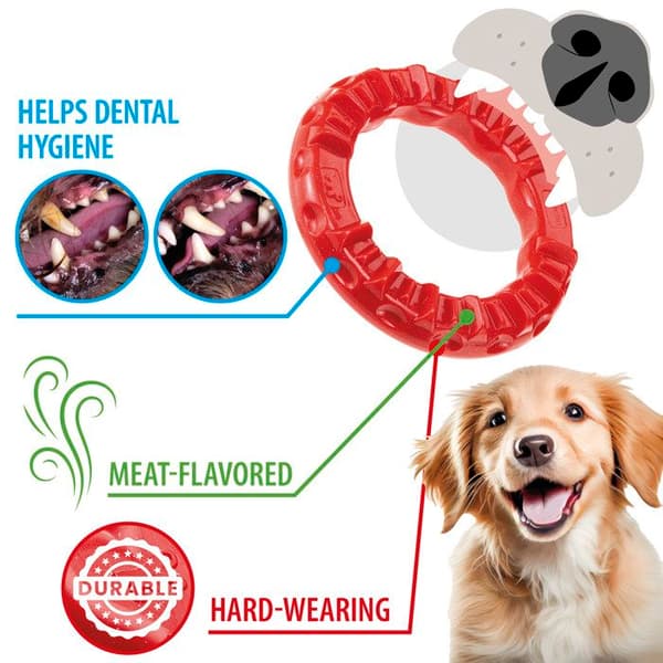 Hundleksak - FERPLAST - Smile ring - Röd - Storlek L - Stor hund RÖD
