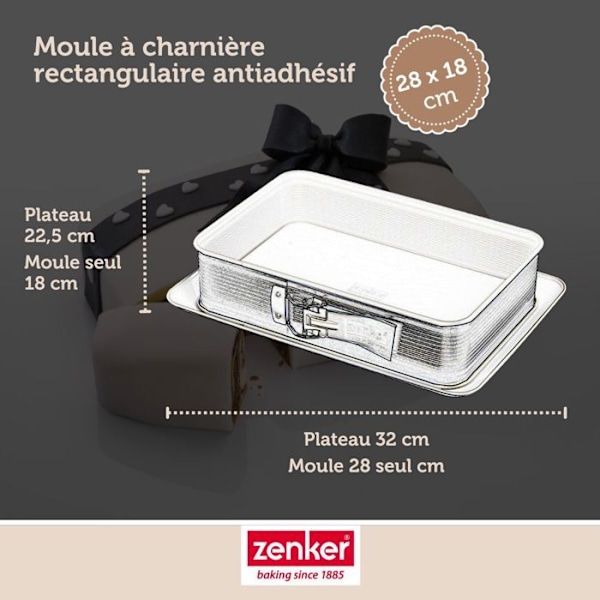 Hinged form - ZENKER - 7821 - Rostfritt Stål - 28x18x7 cm - Non-stick vit svart
