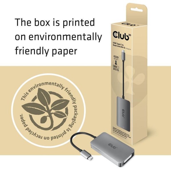 Club 3d - CAC-1510-A - 3D Gen1 Typ-C till Dual Link DVI-D HDCP Off Version Active S/B Adapter för Apple Cinema Displays