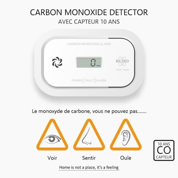 ELRO FC5003 kolmonoxiddetektor - 10 års sensor - med display Vit