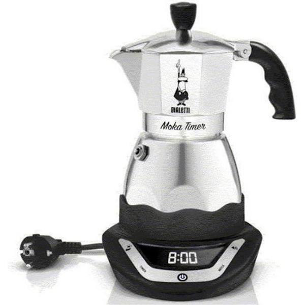 Elständig kaffebryggare - BIALETTI - Moka - 6 koppar - Inox - Programmerare med automatisk avstängning Grå och svart