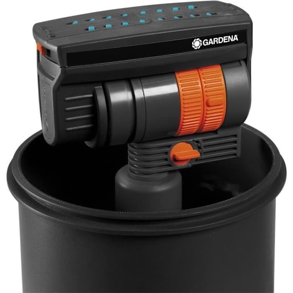 OS140 infällbar oscillerande sprinklersats - GARDENA - Yta 140m² - Räckvidd 15m max - Rektangulär vattning Grå och orange