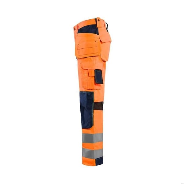 Blaklader stretch ventilerade arbetsbyxor med hög synlighet fluorescerande orange/marinblå 38