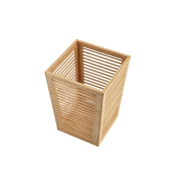 Papperskorg - VI STÄDAR UPP ALLT! - Bambu - Vit - 33 cm - 7,5 liter