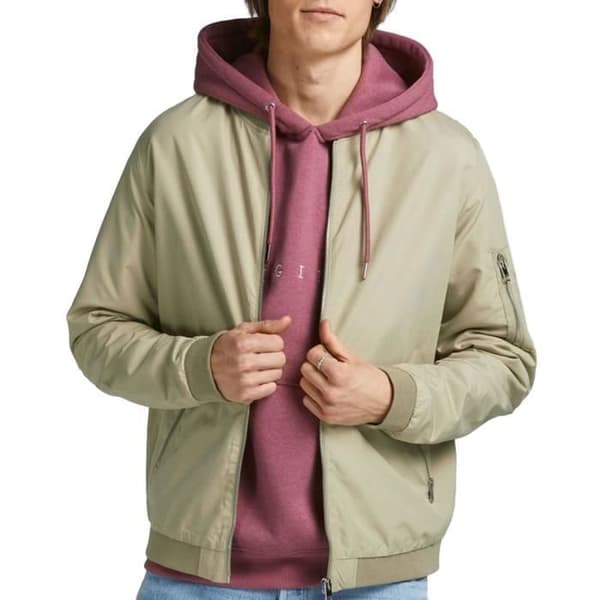 Mörkbeige bomberjacka för män Jack & Jones Rush – standardpassform, 100% polyester beige jag