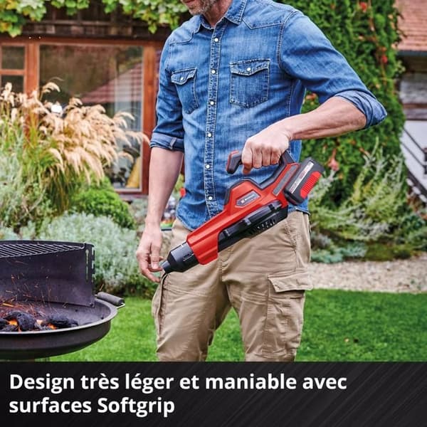 Bladblåsare - EINHELL - GE-UB 18/250 Li E - 18V Power X-Change - 250 km/h - Batteri 4,0 Ah Röd