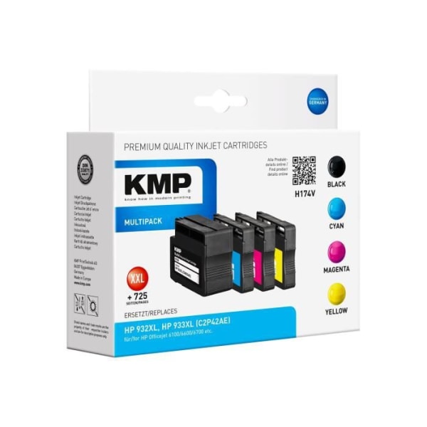 KMP MULTIPACK H174V bläckpatron - Paket med 4 XXL storlek för HP 932XL, HP 933XL