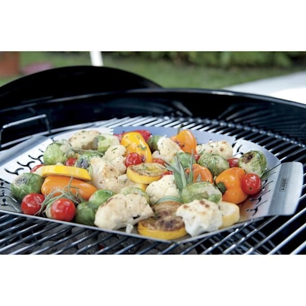 Grönsakskorg - WEBER - Stor modell i rostfritt stål för grill Grå