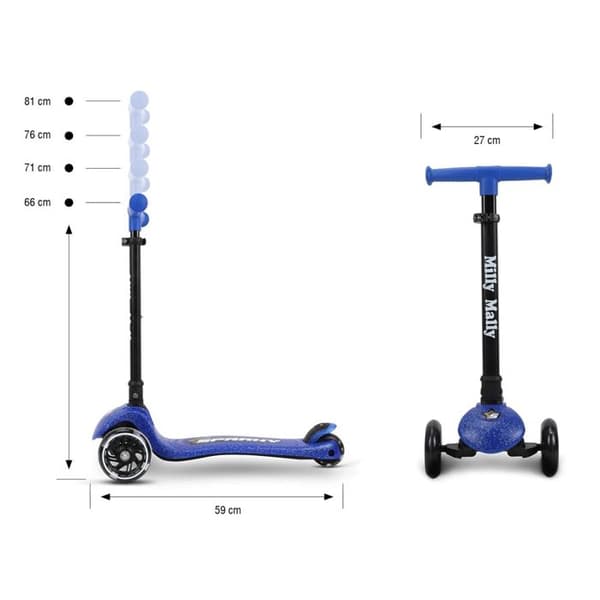 Scooter - Milly Mally - Sparky - Blå - 3 hjul - Fällbar Blå
