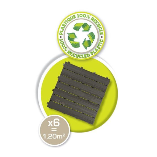 Smoby - Set med 6 plattor - Husgolv - 45x45cm - Träeffekt - Anti-UV - 100 % återvunnen och återvinningsbar plast -