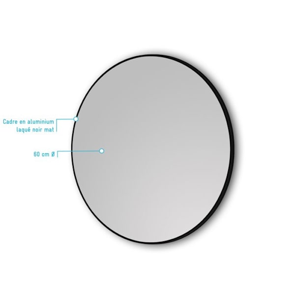 Cirkulär badrumsspegel 60 cm i diameter - mattsvart finish - RING DARK 60