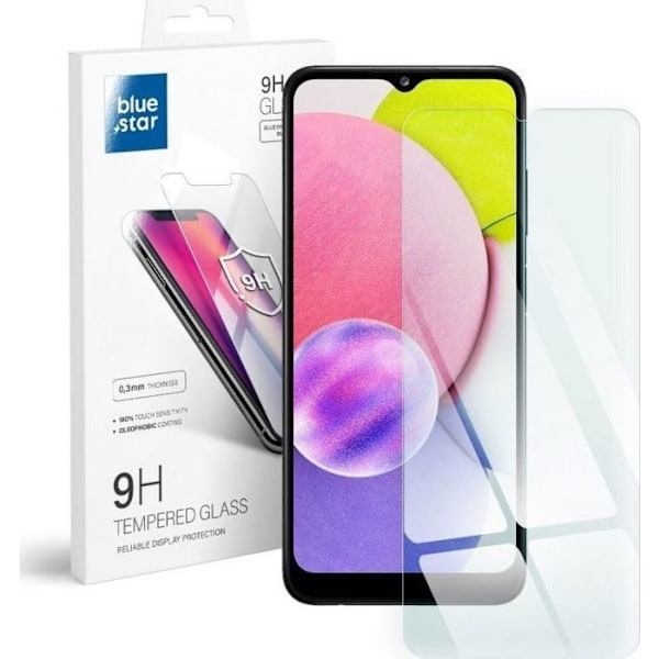 Blå stjärna Härdat glas - för Samsung Galaxy A03s/A04/A04e/A02/A02S/A70/A13/A22 5G/A24