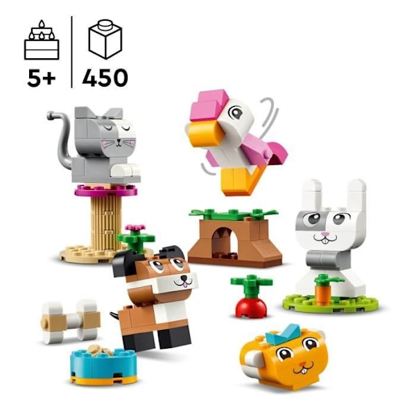 LEGO® 11034 klassiska kreativa husdjur, djurleksak, hund, katt, kanin, hamster och fågelmodell Flerfärgad