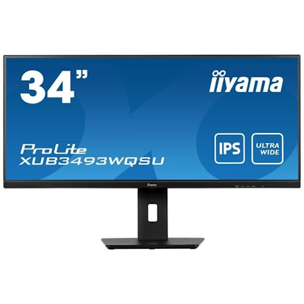 PC-skärm - IIYAMA XUB3493WQSU-B5 - 34" UWQHD - IPS-panel - 4 ms - 75Hz - HDMI / DisplayPort / USB - FreeSync - Justerbar fot