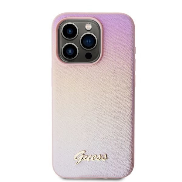 iPhone 15 Pro Max Fodral - Guess Saffiano Iridescent Script (GUHCP15XPSAIRSP) - Rosa
