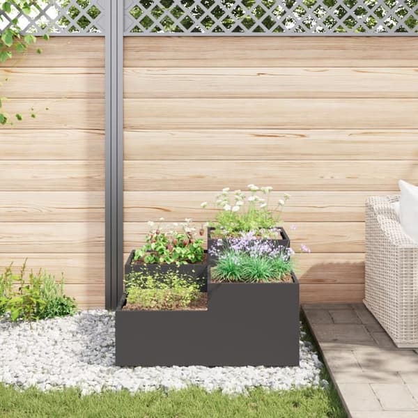 Jardiniär 80x80x48 cm Svart Stål