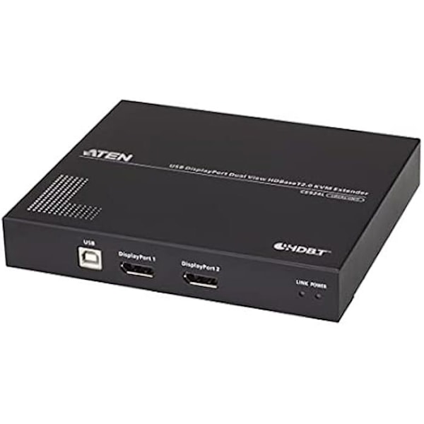 Dual Screen DisplayPort / USB HDBaseT 100M - ATEN CE924 - Fjärrsats - Svart - Integrerat ESD-skydd