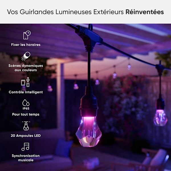 Nanoleaf - NF084K02-40SLO - Essentials Matter Smart Multicolor Outdoor String Light Starter Kit 30m