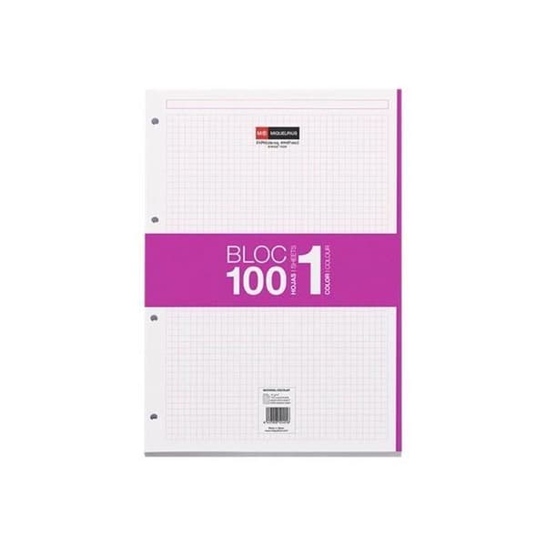 Miquelrius Fuchsia Notebook pad refill A4 100 ark - 200 sidor små rutor 4 hål