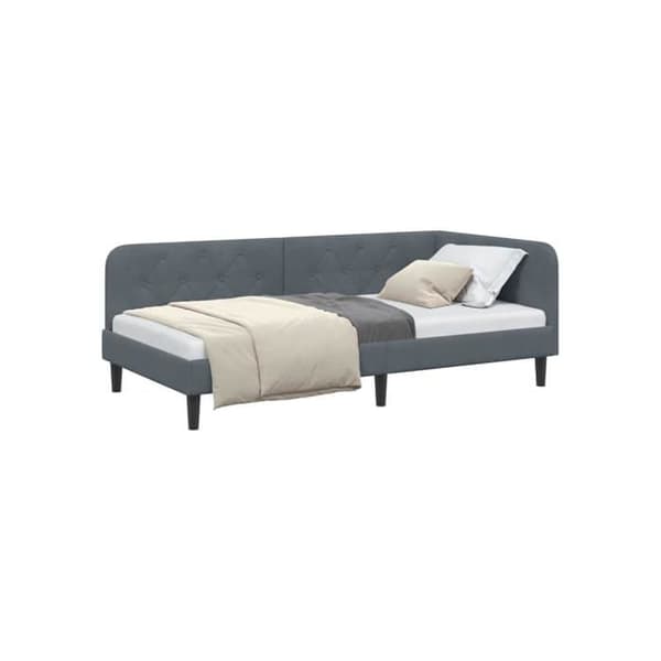Vinkel sängram i sammet - vidaXL - Mörkgrå - 100x200 cm - L-formad design - Mångsidig bäddsoffa Mörkgrå