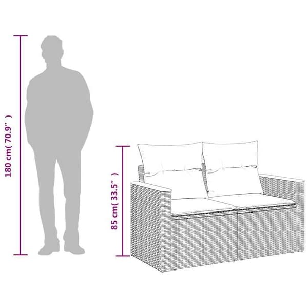 vidaXL trädgårdssoffa med kuddar 2-sits beige hartsrotting 366109