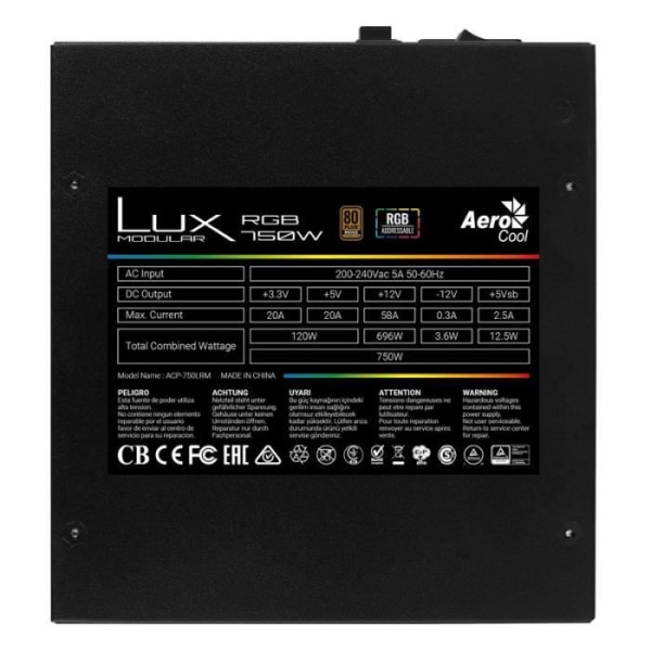 Aerocool LUX 750M RGB 750W Brons 750W Semi-modulär