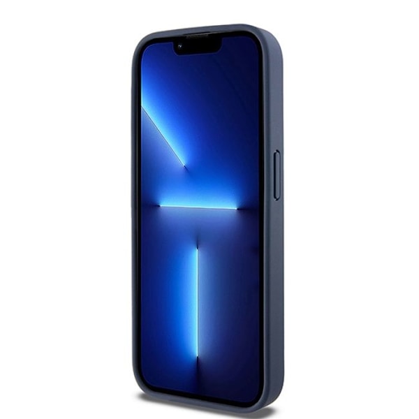 IPhone 15 Pro Fodral - DKNY Läder Mono Rand & Metall Logotyp (DKHCP15LPRTHSLB) - Blå