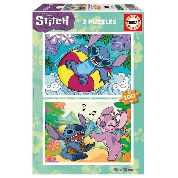 Pussel 2 x 100 bitar - Stitch Flerfärgad