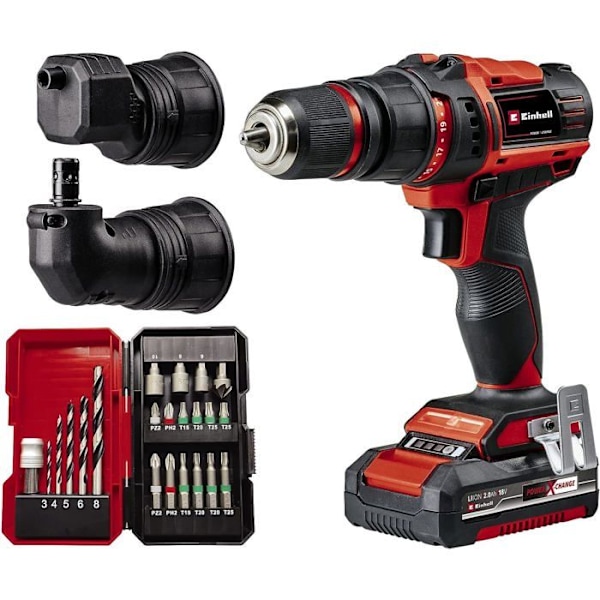 Einhell Power X-Change TE-CD 18/45 3X-Li +22 4513990 18 V 2 Ah sladdlös borr/skruvdragare + batteri + armbågsadapter
