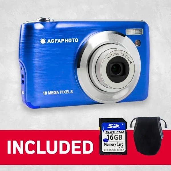 AGFA PHOTO Realishot DC8200 - Compact Cam Digital Camera (18MP, Full HD-video, 2,7-tums LCD-skärm, 8X optisk zoom, batteri