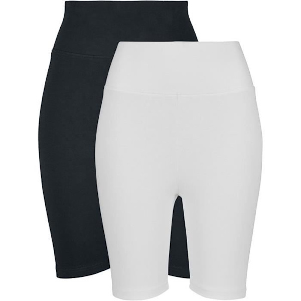 Kort Cyklist Dam - Urban Classics - Hög Midja - Paket med 2 - Svart/Vit - 95% Bomull Svart vit jag