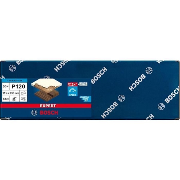 Abrasivblad Expert C470 med 14 hål för excenterslipmaskiner 115 x 230 mm, G 120, 50 stycken