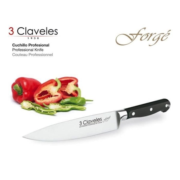 3 claveles 01667 - KVM-OMSKIFTARE - 3 Claveles Ash Forgé Set om 5 Knivar och Saxar med Block i Askträ