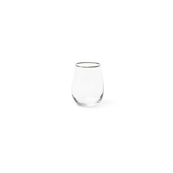Excelsa - 65442 - Platina Set med 6 vattenglas, blåst glas, silvertrådskant, 470 ml