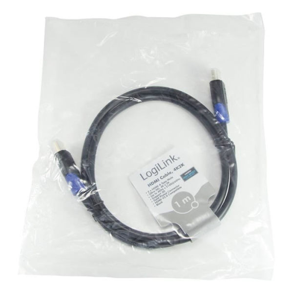 LogiLink CH0061, 1 m, HDMI Typ A (Standard), HDMI Typ A (Standard), 4096 x 2160 pixlar, 3D-kompatibilitet, Svart