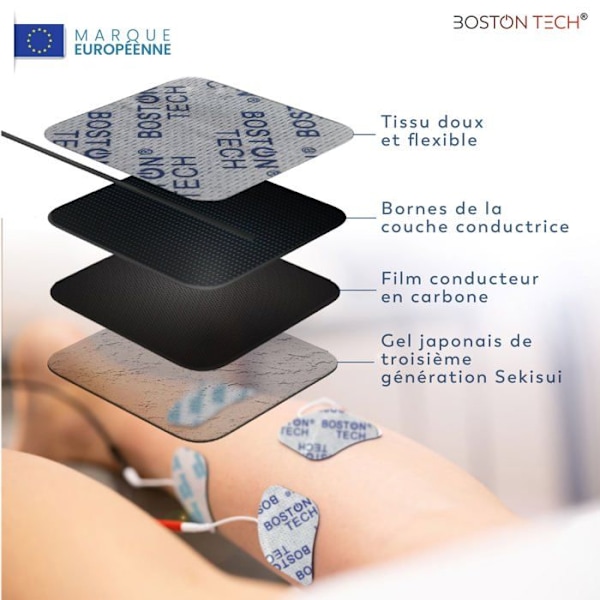 Digital muskelstimulator - BOSTON TECH - ME-89 Plus - TENS och EMS - 8 elektroder - LCD-skärm Svart