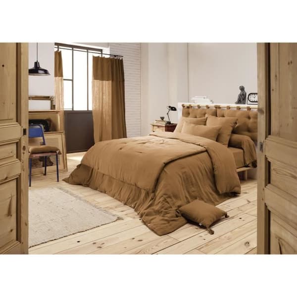 Edredon - GAIA - Kamel - 150 x 150 cm - Gaze de Coton - Pomponfinish Kamel