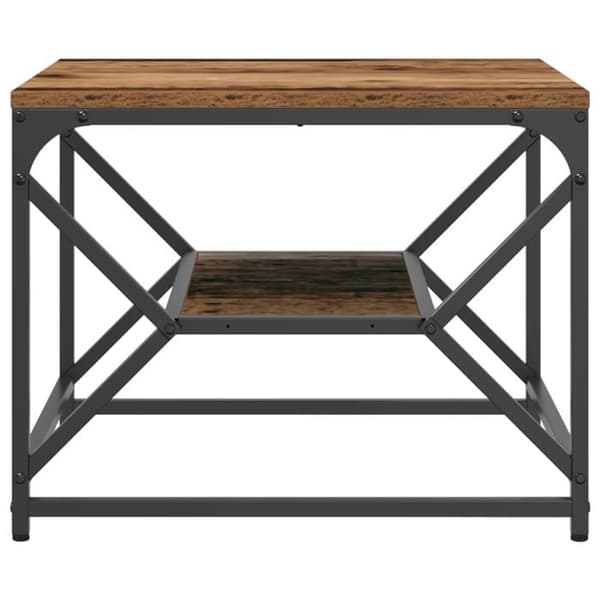 Lågt bord - Åldrat trä - 51x50x40 cm - Rektangulär - Matt finish Brun