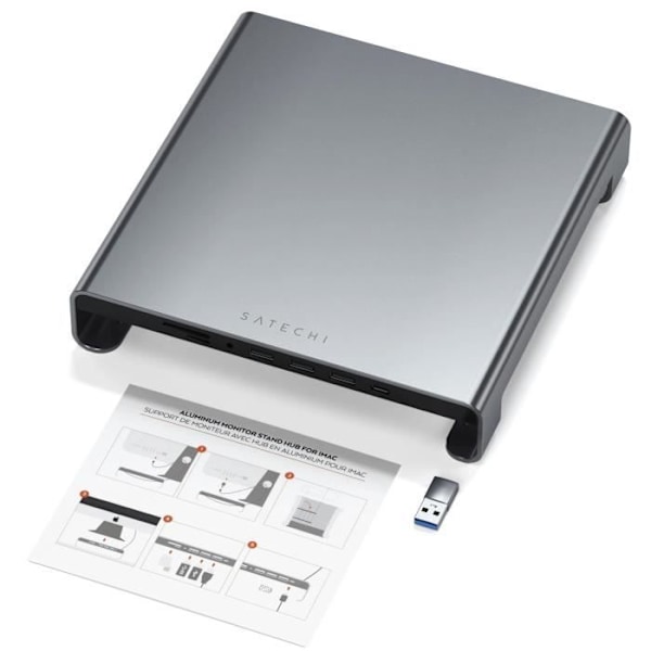 Monitorsupport - Satechi - Typ-C - Aluminium - Grå sidereal - Inbyggda USB-portar
