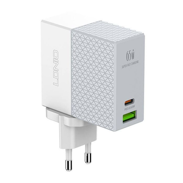 Laddare - Ldnio nätadapter - A2620C - Väggladdare USB, USB-C 65W + USB-C - USB-C-kabel