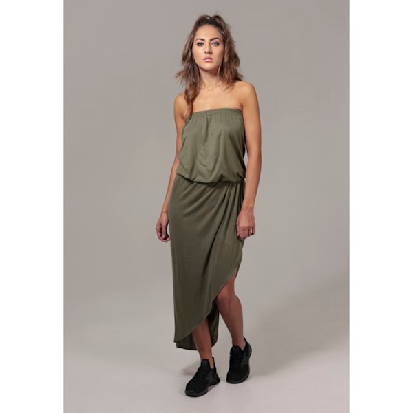 Bandeau klänning - URBAN CLASSICS - Viskos - Olivfärg - Kvinna - Asymmetrisk oliv M