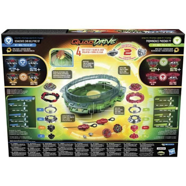Beyblade Burst QuadDrive stridsset med Beystadium Interstellar Drop-arena, 2 tävlingstoppar Flerfärgad