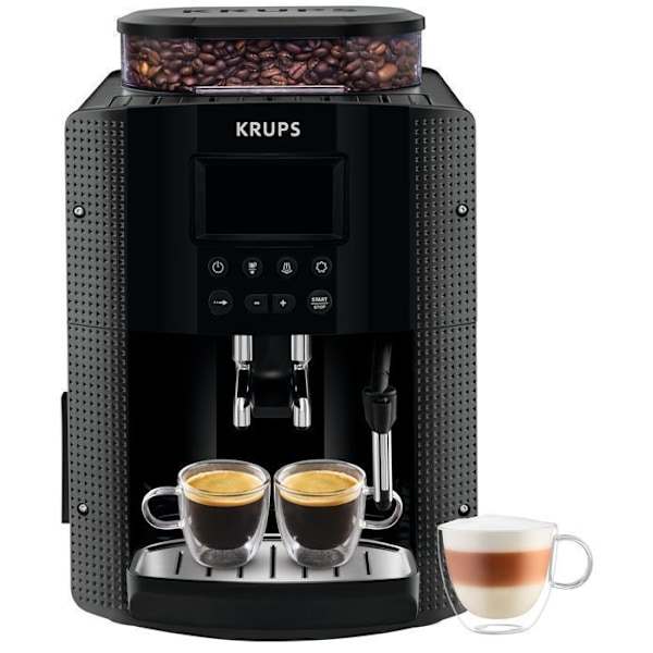 Kaffemaskin med kvarn - KRUPS - LCD-skärm - Automatisk rengöring - EA815070 Svart
