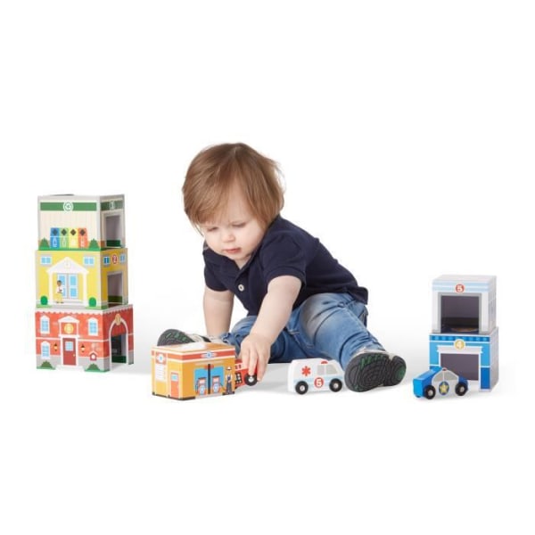 Melissa & Doug Häckar och sorterar byggnader och fordon, trä, flerfärgad, bil, 3 år, 6 år, pojke-tjej Flerfärgad