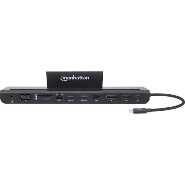 USB-C-dockningsstation - MANHATTAN - 153478 - Svart - Flerbildskärmar - Snabbladdning