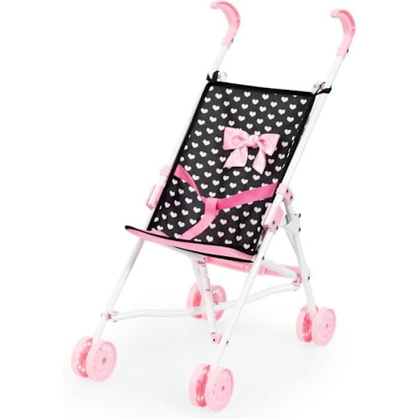 Barnvagn för docka - BAYER DESIGN - 30560AA - Fällbar - Säkerhetsbälte - 3 färger Svart, vit, rosa